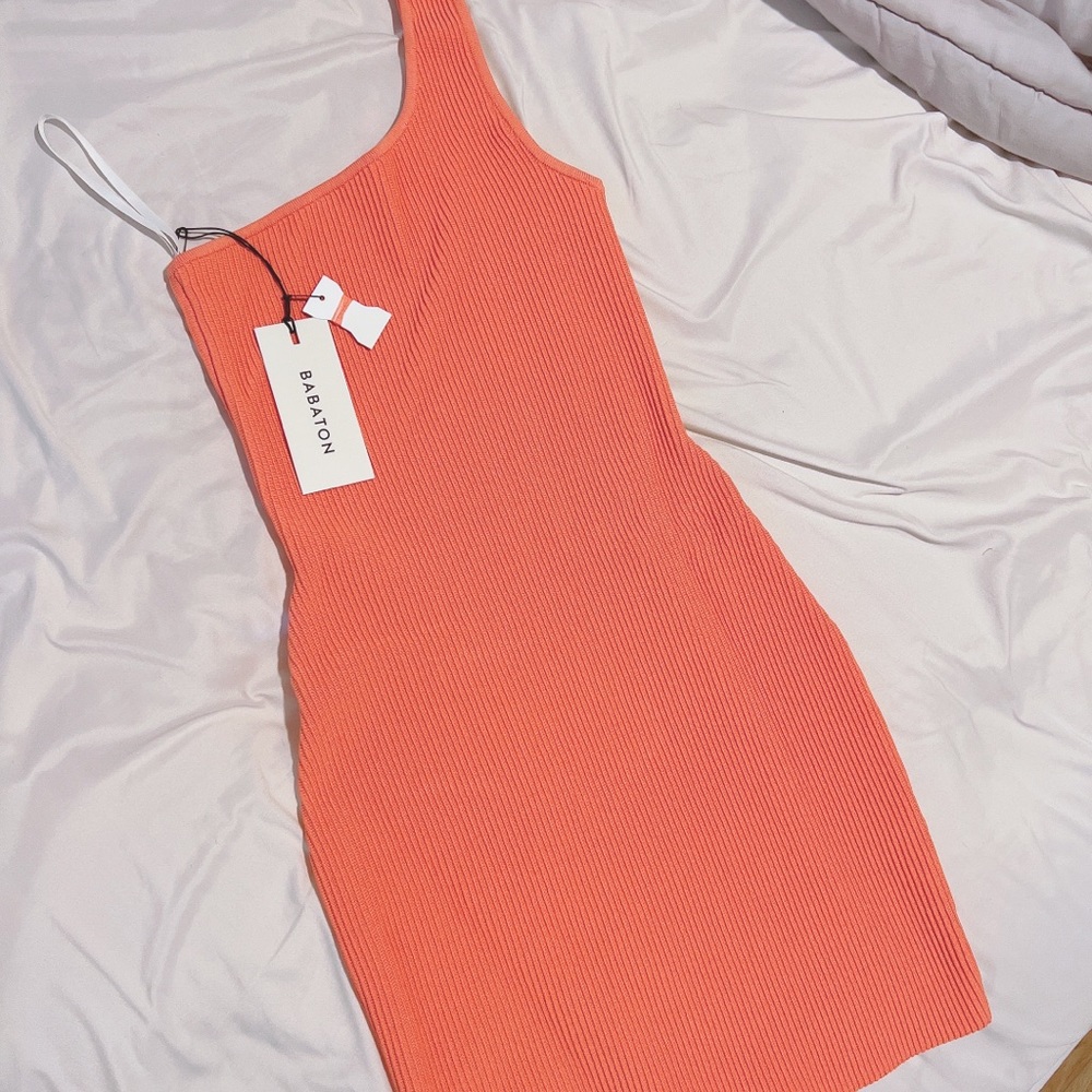 Aritzia Babaton XXS sculpt knit one shoulder dress NWT